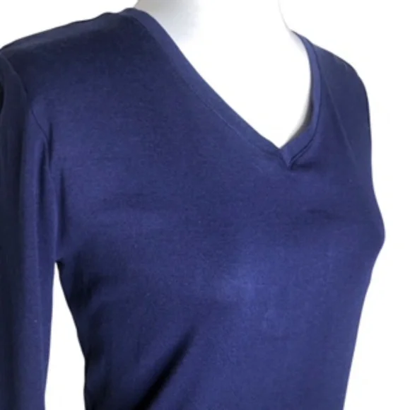 NWOT Faded Glory Long Sleeve V-Neck Navy Tee Size XL (16-18) - Picture 2 of 5